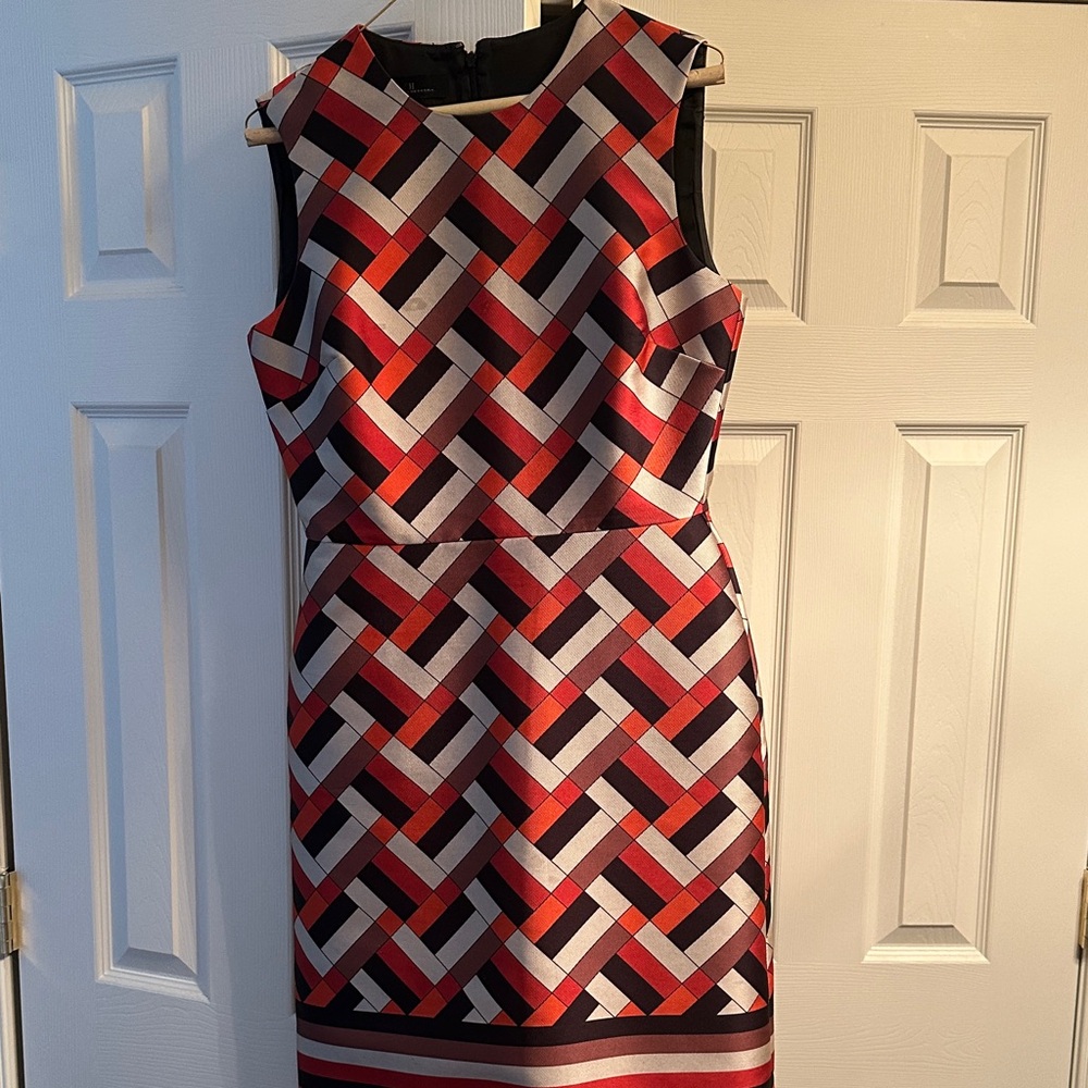 Carolina Herrera EUC Geometric Patterned Sleeveless Dress conceal back zipper